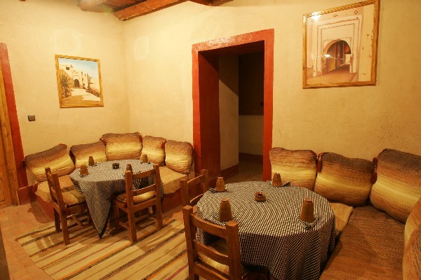Guesthouse El Khorbat dining room, in Todra valley.