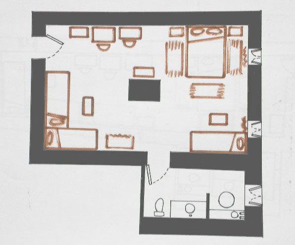 Plan of room into Ksar El Khorbat, near Tinghir in Southern Morocco.