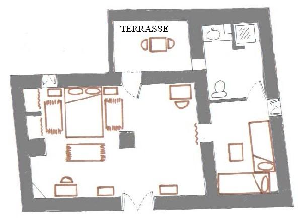 Plan of a room into Ksar El Khorbat, near Tinghir in Southern Morocco.