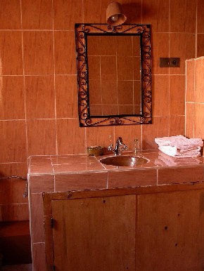 Bathroom into Ksar El Khorbat, near Tinghir in South Morocco.