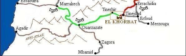 Carte du Maroc pour arriver à El Khorbat.