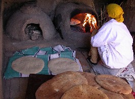 Berber kitchen in El Khorbat Restaurant, near Tinerhir, south Morocco.