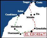 Mapa de Marruecos para llegar a El Khorbat.
