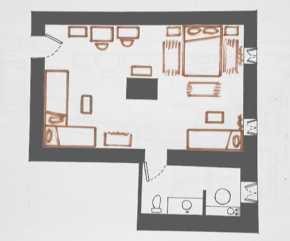 Plan de la chambre Gardemit dans le Gîte El Khorbat.