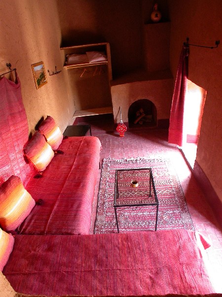 Habitación de la casa rural Ksar El Khorbat, valle del Todra.